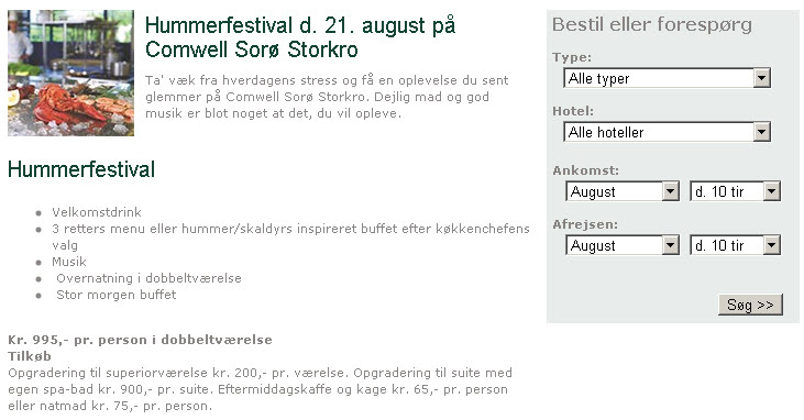 Hummerfestival d. 21. august på Comwell Sorø Storkro